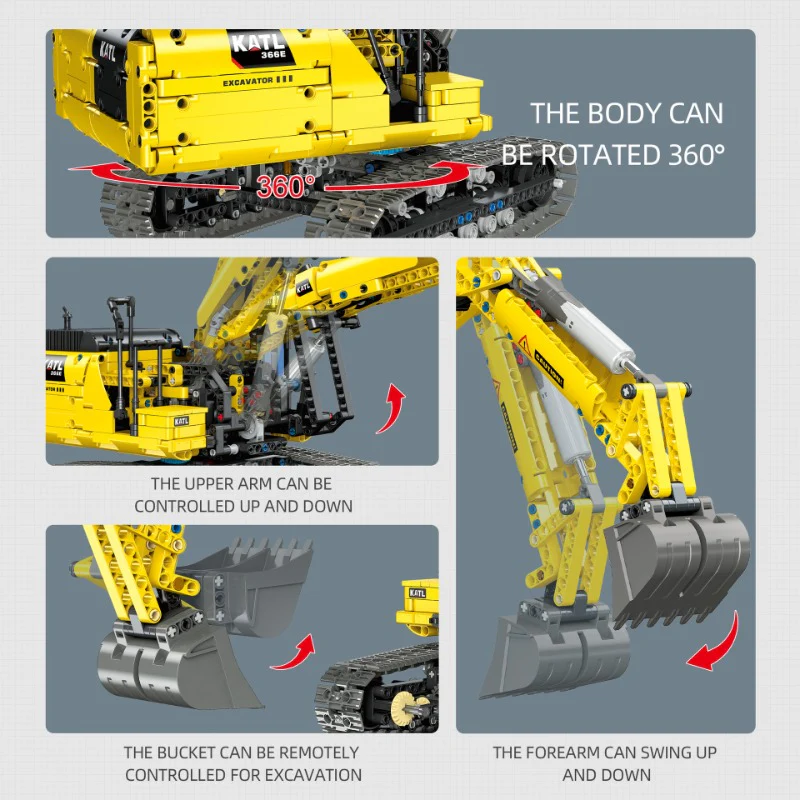 1246pcs JIESTAR Full-Function Tracked Excavator (WIth Remote Control) - Image 3