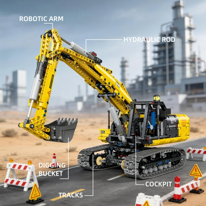 1246pcs JIESTAR Full-Function Tracked Excavator (WIth Remote Control) - Image 4