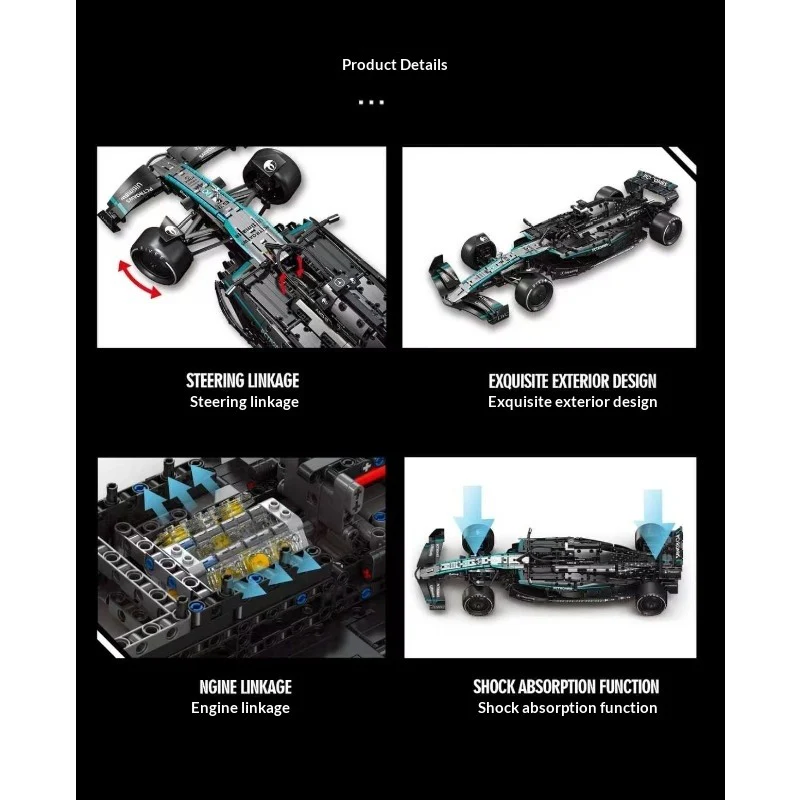 1887pcs Eikee Y18013 MERAEDESAMG F1 W16(1:8) - Image 3