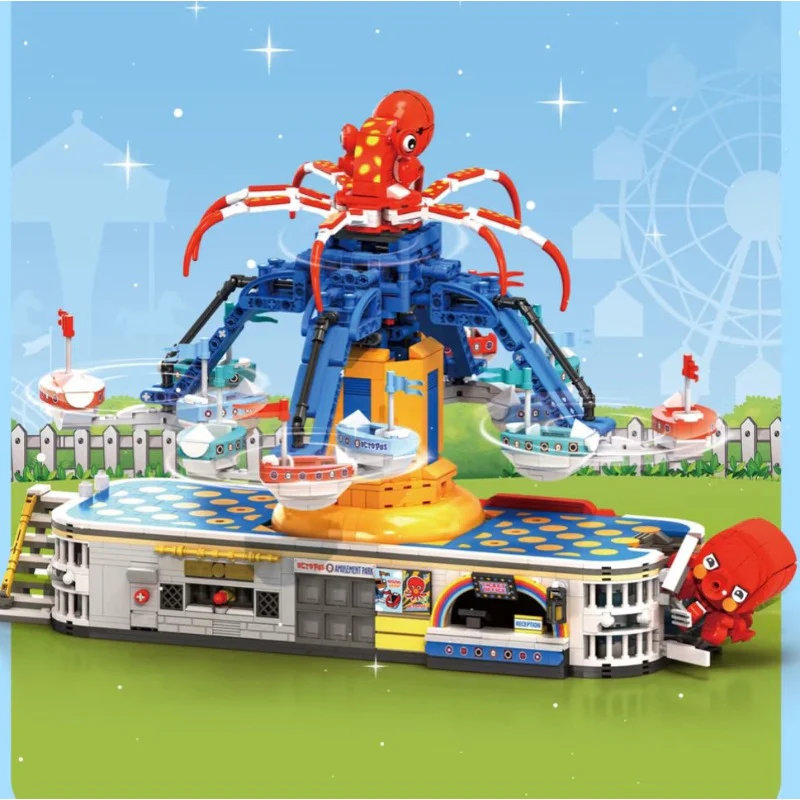 2144pcs XJD JD117 OCTOPUS AMUSEMENT PARK - Image 2