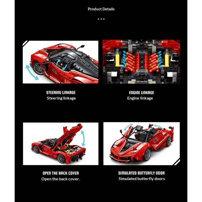 2401pcs Eikee Y10003 Ferrari FXX 1:10 - Image 3