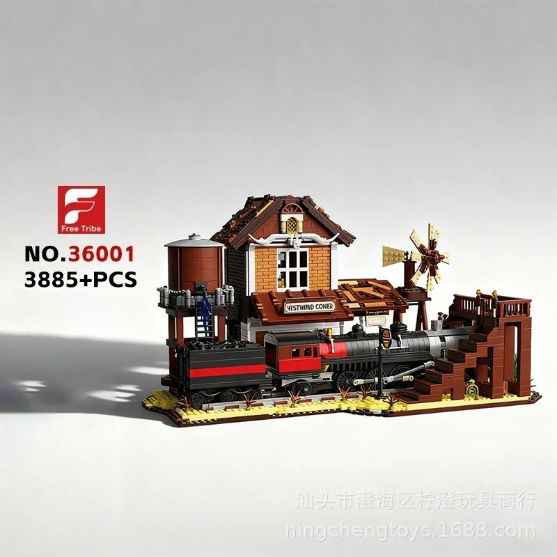 3885pcs 36001 WESTERN TRAIN STATION