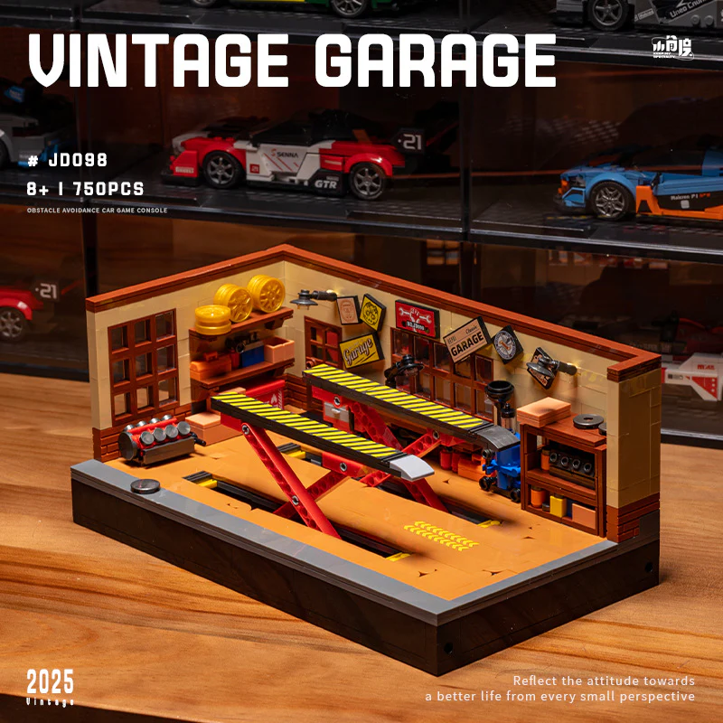 750pcs XJD JD098 Retro car repair shop