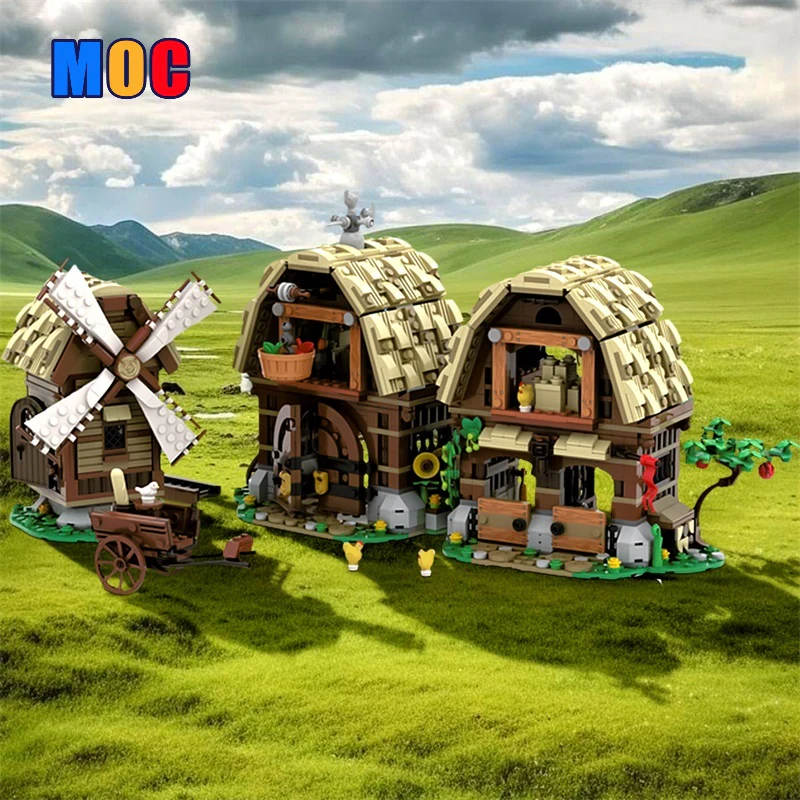 (Gobricks version) 1724pcs MOC Mill Village Raid Medieval Castle LEGO Compatible