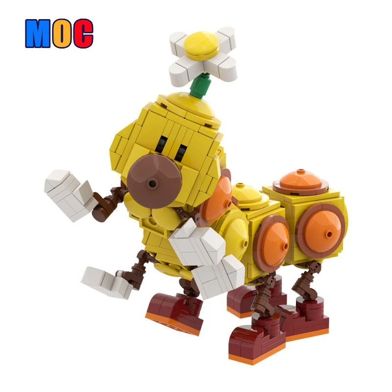 (Gobricks version) 470pcs MOC-163071 Happy Wiggler - Posable Display Figure 02 - Super Mario Bros