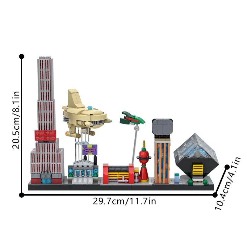 (Gobricks version) 759pcs MOC-85403 Futurama skyline - Image 3