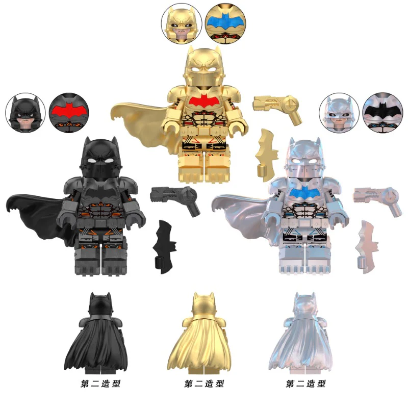 LE04 LE05 LE06 Super Hero Series Black and White Gold Batman Minifigures