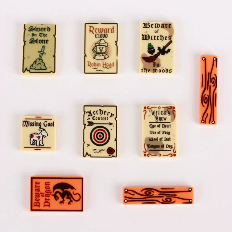 Medieval Ancient Rome Signs Road Signs Wood Grain Prints Minifigures Accessories - Image 6