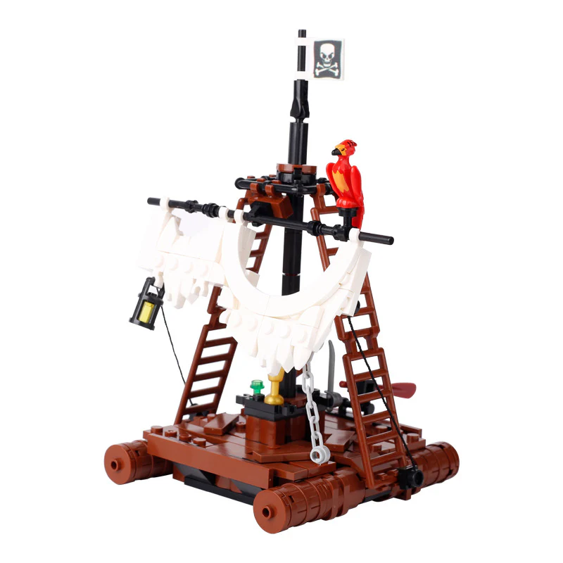 MOC medieval castle scene building pirate minifigures raft ship assembly