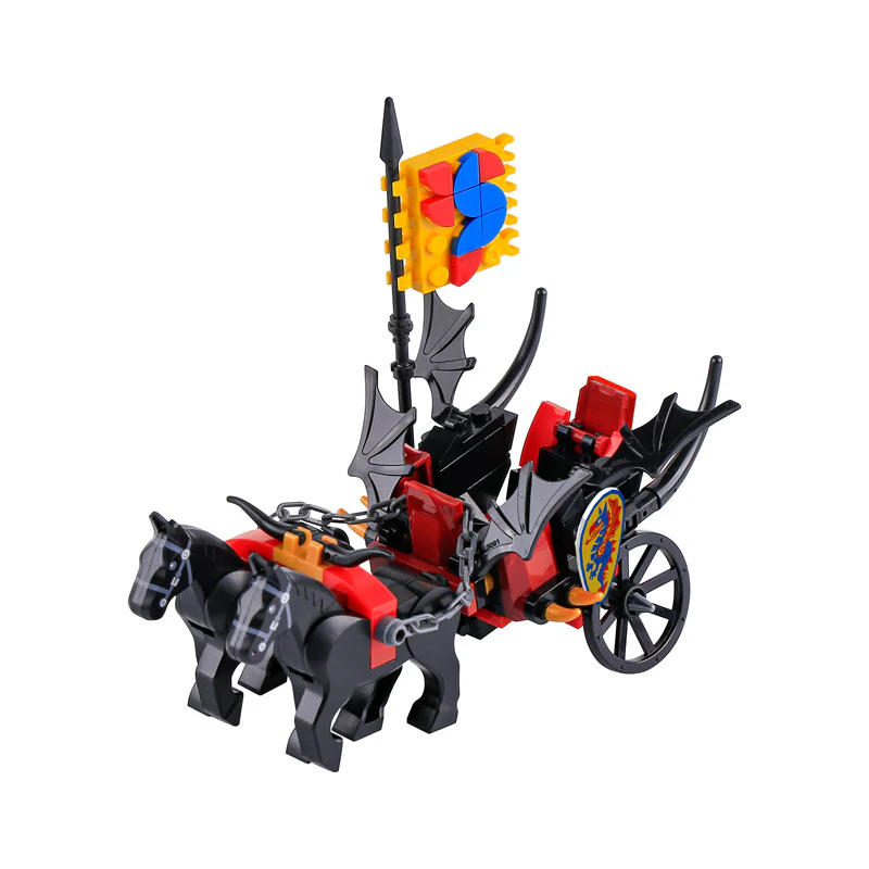MOC Medieval Military Warhorse Wolves Prison Wagons Oxen War Scene Weapons - Image 3