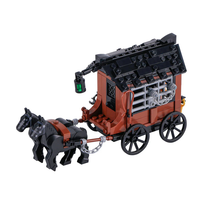 MOC Medieval Military Warhorse Wolves Prison Wagons Oxen War Scene Weapons - Image 6