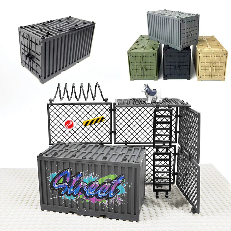 MOC Military Container Building Blocks Box Toys  WW2 War Base
