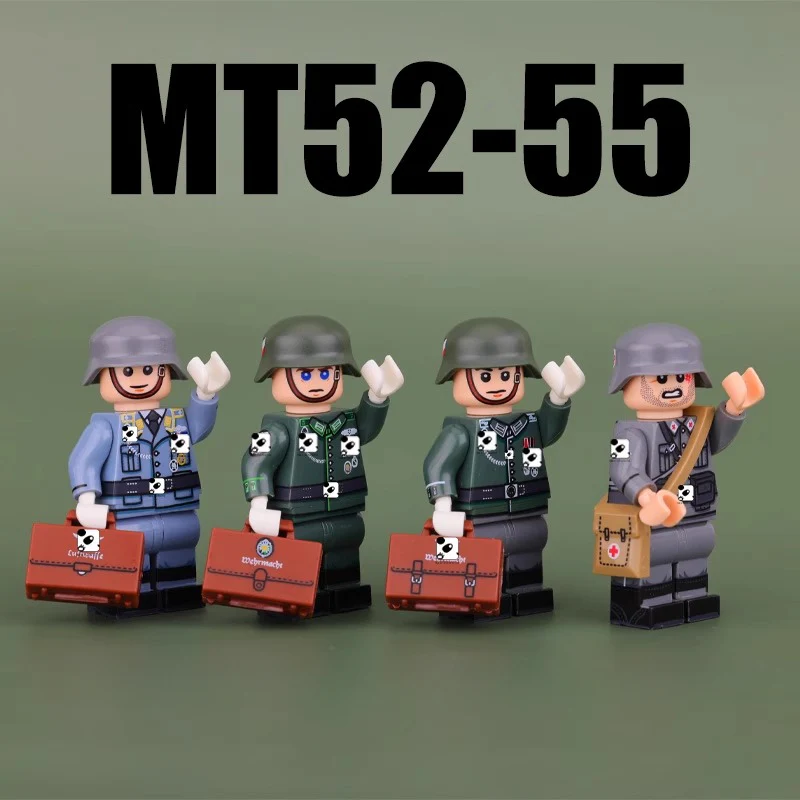MT52-55 World War II Army Mountain Hunter Corporal, Medic Soldier Minifigures