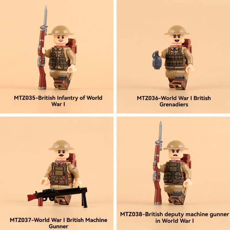 MTZ035-MTZ038 British Army in World War I Minifigures
