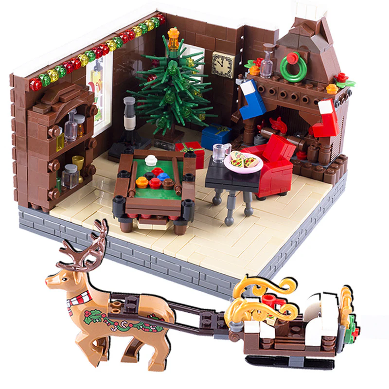 PARTS Christmas tree house sleigh reindeer wine cabinet fireplace